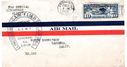 USA  -1928 - Linbergh Flight Flight Cover  Chicago To California - 1c. 1918-1940 Lettres