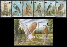 ISLA DE JERSEY 2001 - AVES RAPACES - PAJAROS - BUHOS - OWLS - YVERT 992** ó HB-37 + 986/991** - Owls