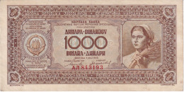 BILLETE DE YUGOSLAVIA DE 1000 DINARA DEL AÑO 1946 EN CALIDAD EBC (XF)  (BANKNOTE) - Yougoslavie