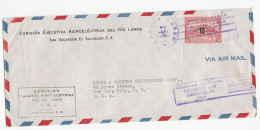 1950 El Salvador HYDRO ELECTRIC Commission COVER MAYA PYRAMID Stamps To USA Airmail Electricity Energy - Salvador