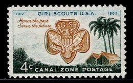 CAZ-02- CANAL ZONE - 1962 - MNH -SCOUTS- GIRL SCOUT BADGE AND CAMP AT GATUN GATE - Canal Zone