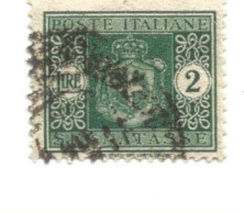 (REGNO D'ITALIA) 1945, SEGNATASSE, STEMMA SENZA FASCI, 2L - Francobollo Usato - Portomarken
