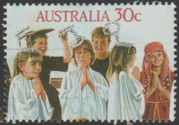 AUSTRALIA - USED 1986 30c Christmas - Children Praying - Stamp From Souvenir Sheet - Gebruikt