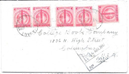 Cuba Registered Letter Tobacco Industry Stamp 1947 Habana To Columbus USA - Brieven En Documenten