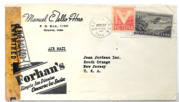 Cuba 1943 Airmail EXAMINED Letter To New Jersey With Advertising Envelope (Forhan Ad Also On Back) - Storia Postale
