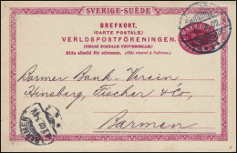 Postkarte P 20 SVERIGE-SUEDE 10 Öre, GÖTEBORG 6.3.1902 Nach BARMEN 8.3.02 - Monnaies