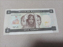 Billete Eritrea, 1 Nafka, Año 1997, Serie AA, UNC - Erythrée