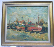 ROTSAERT Jules - Schilderij O/D Peinture HST Painting MARINE Zeilschepen Schepen Kade Landschap Brugse School Brugge - Oils