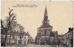 37 - B33567CPA - BALLAN MIRE - La Place Et L'eglise - Parfait état - INDRE - Ballan-Miré