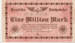 Geldschein Gutschein Der Deutschen Reichsbahn 12 August 1923 1 Millionen Mark FF - 1 Mio. Mark