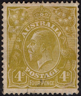 AUSTRALIA 1929 KGV 4d Yellow-Olive SG102 FU - Gebruikt