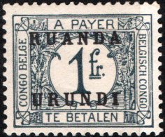 RUANDA-URUNDI, SEGNATASSE, POSTAGE DUE, 1924, NUOVI (MLH*) Mi:RW-U P7, Scott:RW-U J7, Yt:RW-U T14 - Nuevos