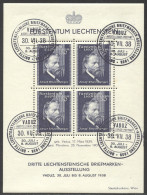 Liechtenstein, 1938, Rheinberger, Composer, Organ, Music, Stamp Exhibition, FD Cancelled, LH Gum, Michel Block 3 - Blocks & Sheetlets & Panes