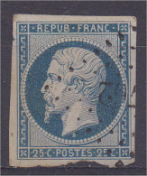 Napoléon N°10 25c Bleu Cote 45€ Oblitéré Aminci (les Timbres Scannés Sont Les Timbres Vendus) - 1852 Louis-Napoleon