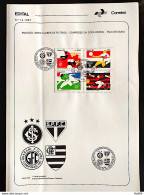 Brochure Brazil Edital 1987 14 Inter Sao Paulo Guarani Flamengo With Stamp Overlaid CBC SP - Lettres & Documents