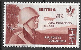 ERITREA - 1934 - POSTA AEREA - VOLOROMA-MOGADISCIO - LIRE 1+0,20 - NUOVO MH*  (YVERT AV119 - MICHEL 237 - SS A 11) - Eritrea