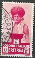 ERITREA - 1933 - INDIGENA - LIRE 5,00 - USATO  (YVERT 203 - MICHEL 212 - SS 211) - Eritrea