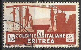 ERITREA - 1933 - PESCA - C. 15 - USATO  (YVERT 198 - MICHEL 207 - SS 206) - Eritrea