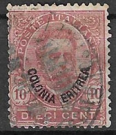 ERITREA - 1893 - RE UMBERTO - CENT. 10 - USATO (YVERT 4 - MICHEL 4 - SS 4) - Eritrea