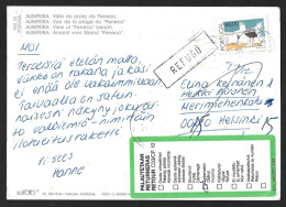 Postcard Praia Da Albufeira Sent To Finland And Returned To Sender. Refuse. Refugo. Postal Da Albufeira Enviado Para Fin - Lettres & Documents