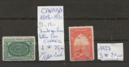 TIMBRE DU CANADA NEUF **/* DE 1898/1920 TIMBRE POUR LETTRE PAR EXPRES Nr VOIR SUR PAPIER AVEC TIMBRES COTE 95.00 € €  € - Eilbriefmarken