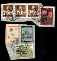 MACAU   7 Timbres Sur Fragments. - Used Stamps