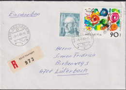 1988 Schweiz R Brief Zum:CH 629+769, Mi:CH 1149+1380, Thomas Mann + J. Tinguely, Métamécaique - Brieven En Documenten