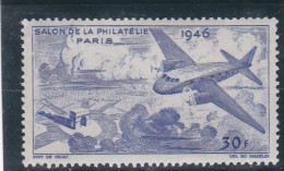 FRANCE - SALON DE LA PHILATELIE - PARIS 1946 - 30 F BLEU-CLAIR - NEUF AVEC TRACE DE CHARNIERE - Autres & Non Classés