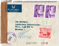 77766 - Mauritius - 1951 - 2@35c KGVI (perfin "MCB M") A Zens LpBf (dreiseit Geoeffn, O Reduz) PORT LOUIS -> Österreich - Maurice (...-1967)