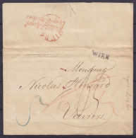 L. Datée 10 Mars 1830 De VIENNE Pour VERVIERS - Griffe "WIEN" - Ports Divers (au Dos: Cursive "Duitschland / Over Vervie - 1815-1830 (Période Hollandaise)