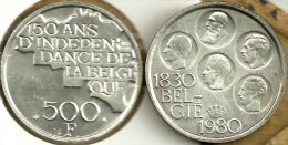 BELGIUM DUTCH 500 FRANCS 150 YEARS IND. MAP FRONT 5 KINGS BACK 1980 AG SILVER EF KM162 READ DESCRIPTION CAREFULLY !!! - 500 Frank