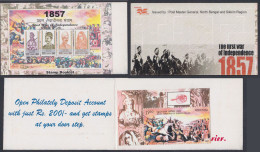 Inde India 2007 Mint Stamp Booklet 1857 Independence Anniversary, Horse, Soldier, Cavalry, Musket, British, Sword - Altri & Non Classificati