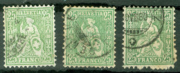 Suisse Yvert 45 Ou Zum 40 Ob TB Et B/TB En 3 Variantes Couleurs  - Used Stamps