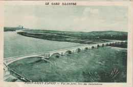 CE14 -(30)  PONT SAINT ESPRIT - VUE DU PONT , LORS DES INONDATIONS   -  2 SCANS - Pont-Saint-Esprit