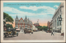 Corner Davis St & Orrington Ave, Evanston, Illinois, 1930 - EC Kropp Postcard - Other & Unclassified