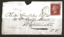 Great Britain 1861 One Penny Red  Mi 16 On Front Of Over Cancelled Nottinham 1.6.1861 - Covers & Documents