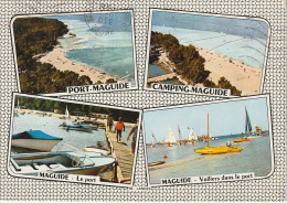 DE 19 -(40) BISCARROSSE - CARTE  MULTIVUES  COULEURS : LE LAC -  PORT MAGUIDE - CAMPING - 2 SCANS - Biscarrosse