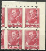 Turkey; 1955 Regular Stamp 15 K. ERROR "Shifted Perf." - Ungebraucht