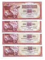 Yougoslavie Yugoslavia 100 Dinara 1965 / 1978 / 1981 / 1986 UNC / NEUF - Joegoslavië