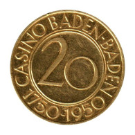 ALCA01 - ALLEMAGNE - Casino Baden-Baden - Jeton De 20 Marks - Or 750‰ - Casino