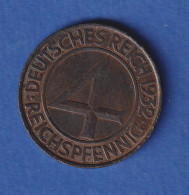 Deutsches Reich Kursmünze 4 Reichspfennig 1932 D - Andere & Zonder Classificatie