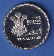 Tuvalu 1981 Hochzeit Von Prinz Charles Und Lady Diana 5 Dollars Ag925 - Andere - Oceanië