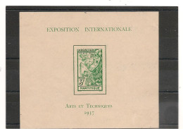 MARTINIQUE 1937 BLOC N° 1** - Blocks & Sheetlets