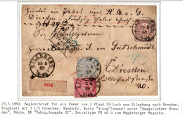 Norddeutscher Bund Paketbegleitbrief Aufgabezettel Eilenburg - Dresden #IO558 - Lettres & Documents