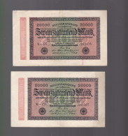 3 Billets  Allemagne    20000 Mark   Reichsbanknote  1923   République De Weimar - 20000 Mark