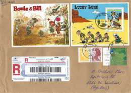 France 2024 Paris Comics Bande Dessinée Lucky Luke Boule Bill Rugby Plastic Heart Valentin Registered Cover - Afgestempeld