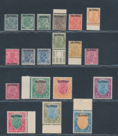 1937 Burma, Stanley Gibbons N. 1/18, Serie Di 18 Valori, MLH* - Sonstige & Ohne Zuordnung