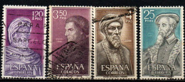 SPAGNA - 1967 - PERSONALITA': RUSD AVERROES, JOSE' DE ACOSTA, MAIMONIDES E ANDRES LAGUNA - USATI - Oblitérés