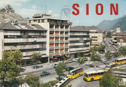 Autobus, Bus; Postauto, Car Postal, Gare Postale; Bahnhof, Sion - Sion