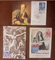 Cartes "Maximum" _Oblitérations Journée Du Timbre :Diderot 1984- Sabine 1980 - Louvois 1947 - Andere & Zonder Classificatie